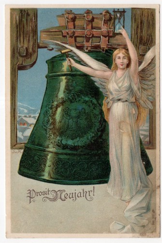 Litho neujahr engel - neujahr, mit