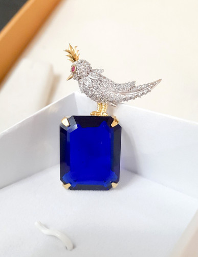 Lab blue saphir vogel - lab, brosche