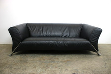Rolf Benz 322 Club Sofa Dreisitzer Designer Couch Schwarz Echt Leder Klassiker