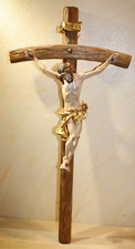 Jesus Kreuz, Holz, Jesus am Kreuz INRI, Holzschnitzerei, Höhe 109cm