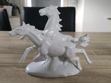 Porzellan Figur 2 Pferde Weiß unbeschädigt Retro Vintage DDR? Gräfenthal? Deko