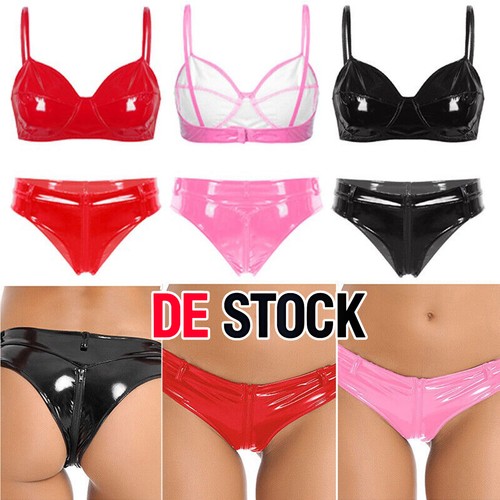 Damen wetlook lingerie set - damen,