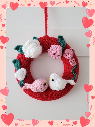 Kranz gehäkelt lovebirds 18cm - kranz,