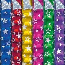 Geschenkfolie metallic glänzend Hologramm und Sterne - auch als Schrankpapier