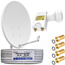 SAT Anlage Digital 60cm Spiegel Twin LNB HDTV 2-Teilnehmer 4K Schüssel Satanlage