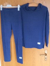 Freizeitanzug 2 tlg. Damen Gr. M Blau mit Kapuze 100% Polyester