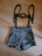 60/70 Vintage Alpspitze DDR Pfadfinder Lederhose Doppelzipp speckig kurz Gr. 134