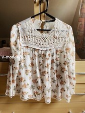 Zara Women Hippie Bluse ? weiß geblümt ? M 38 Baumwolle Häkeln luftig