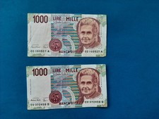 2 x 1000 Lire Italien / Geldschein Banknote von 1990 *'°