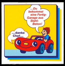 Werbe Aufkleber - Stahlbeton Fertiggarage Auto KFZ - 11x11cm - Vintage 70er 80er