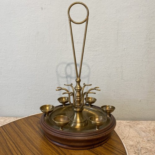 Pipe stand wood brass - stand,