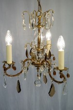 antiker  Kronleuchter Deckenlampe Glas Kristall  restauriert