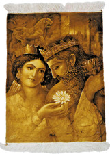 Perserteppich cm 68x51 handgeknüpft mit Seide fein Täbriz