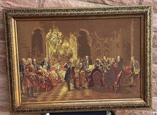 Handgesticktes Gobelin Bild "Flötenkonzert Friedrich des Großen Sanssouci"