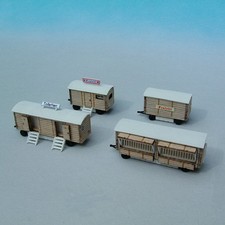 Wagenset 1: WC Wagen und 3 Zirkuswagen, cnc gefräst , Spur Z  1:220