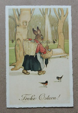 Postkarte / Ostern / Osterhasen-Frau / Künstler Fritz Baumgarten ?? /ungel.
