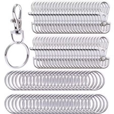 1-1000 Stück Karabinerhaken mit Schlüsselring 25mm mit Kette Schlüsselanhänger