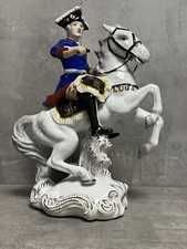 Neundorf Porzellanfigur Friedrich der Große zu Pferd, Skulptur Der alte Fritz