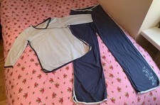 Cooles Yoga Outfit, Gymnastik, Jogging Trainings-Anzug, Blau, Baumwolle, 36, S