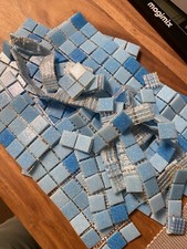 Glasmosaik Hobby Mosaik 2x2 cm, Blau, Auf Netz Zuschnitt RESTE Ca. 1,3 kg