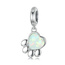 Opal Pfotenabdruck Hänger Charm Anhänger Haustier Tier Echt 925 Sterling Silber 💖