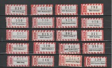 20 R-Zettel BRD, verschiedene Postämter, 8951 Unterthingau bis 8960 Kempten 5