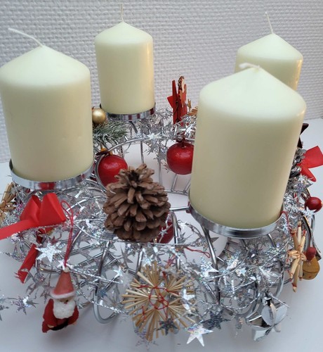 Advent kranz metall silbrig - metall,