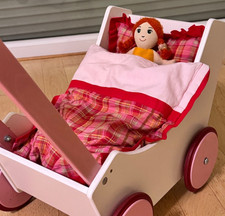 HABA Puppenwagen, Rosa-Weiß, sehr stabil & hochwertig