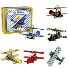 Blechspielzeug Mini Flugzeug Doppeldecker Deko Anhänger Metall