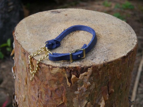 Blaues fettlederhalsband - fettlederhalsband, m