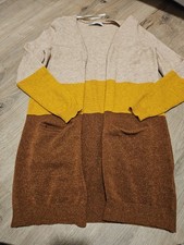 Only Strick Cardigan Gestreift Camel Beige Senfgelb Gr. XS