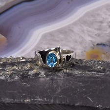 Blau Topas Ring, 925er Silber, Edelsteinring (23937), Edelsteinschmuck
