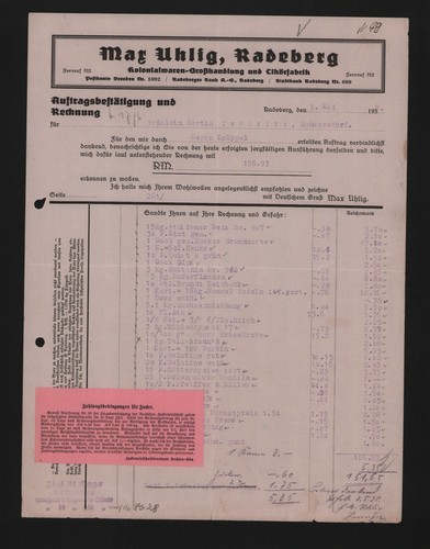 Radeberg rechnung 1938 max - rechnung, 1938,