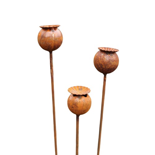 3er set gartenstecker rost - set,
