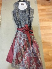 MILENA Bordeaux Nübler Dirndl mit Spitzenschürze midi 60 cm - Gr. 44 NEUWERTIG