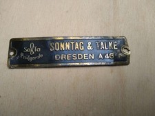 Schild Messing Sonntag & Talke Werbung Dresden Fabrik alt 