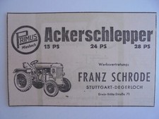 PRIMUS Miesbach Ackerschlepper Schrode Stuttgart Anzeige Württ.Wochenblatt 1950