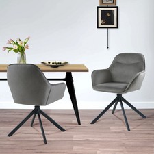 Drehstuhl Esszimmer mit Armlehne Esszimmersthüle 2er Set Küchenstuhl Dunkelgrau
