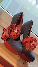 Buffalo Plateau Pumps Jeans Rote Blume Edel 39 Damen Rar