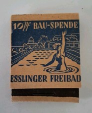 ~~ 10 PF BAU-SPENDE ESSLINGER FREIBAD Streichholzbriefchen  SN411 Uebele&Erhardt