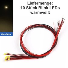 SMD Blink LED 0805 blinkend mit Kabel angelötet Ø 0,3mm Microkabel LEDs 10 Stück