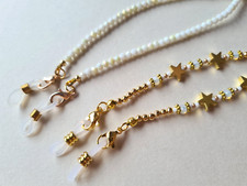 Brillenkette Brillenband Maskenkette Halskette mit Glasperlen Herz Sterne 7145