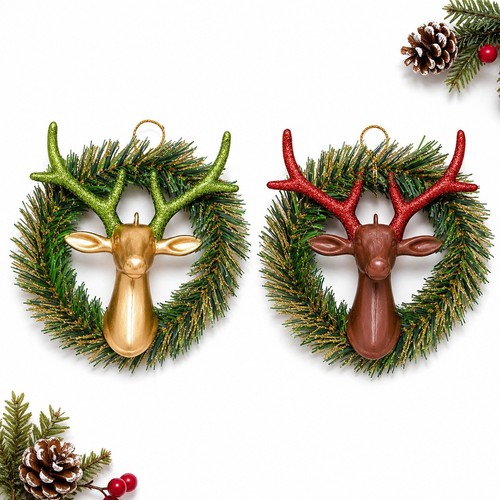 Weihnachtskranz mit hirschkopf - mit,