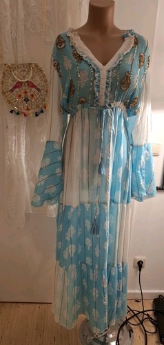 Sommerkleid türkis mit gold - sommerkleid,