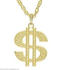 4878D - Halskette Dollar Schmuck Halsband Hip Hop Gangster Mottoparty Karneval