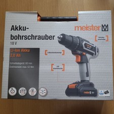 Meister Set Akkubohrschrauber 18 V, MAS18VL, 5450920+32 tlg Bitsatz 75mm lang