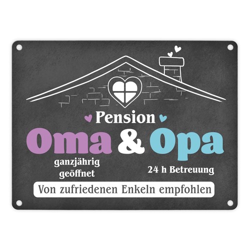 Pension oma opa metallschild - oma,