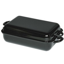 Riess Emaille Bräter mit Deckel schwarz 44 cm Bratreine 37/26 Auflaufform