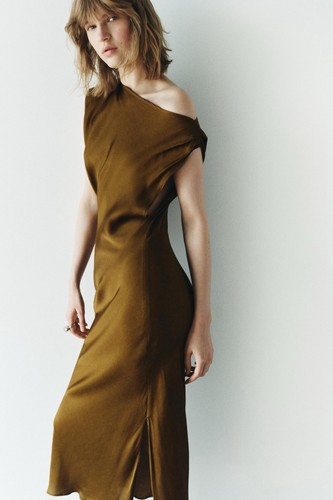 Zara midi kleid satin look - zara,