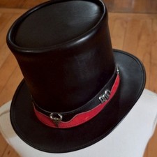 Head'n'Home Leder Zylinder Hut Steampunk Voodoo schwarz Unikat